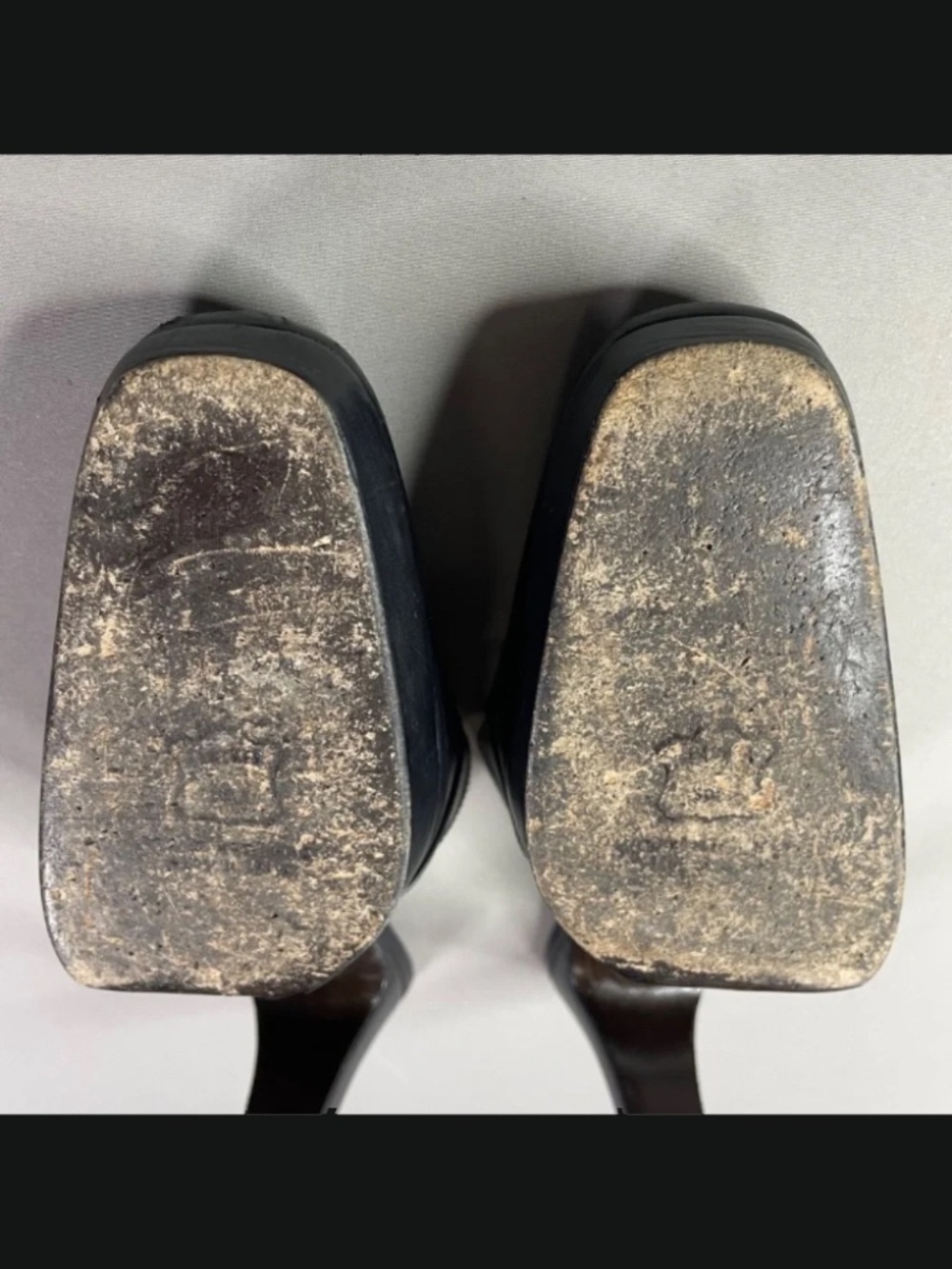 Stuart Weitzman Shoes Womens 8 black leather loafer heels horse bit slip on - Picture 9 of 12